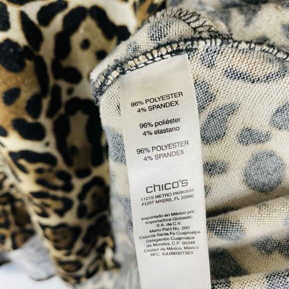 Chico's Petite Large 12 2 Animal Print Long Sleeve Button Back Pocket Tunic Top - Picture 6 of 7